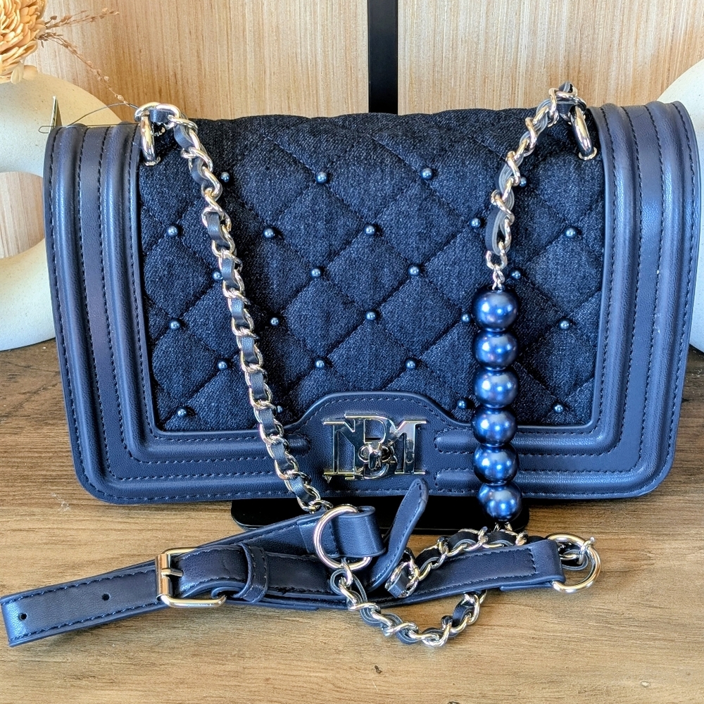 Elegant Blue Denim Quilted Women's Crossbody Bag